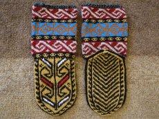 画像2: 新品 イラン製 アクリル混ウール ミドル 19-20 cm 手編み靴下 ニットルームソックス Long Knit Room Socks n-am1920-101h4a5 (2)