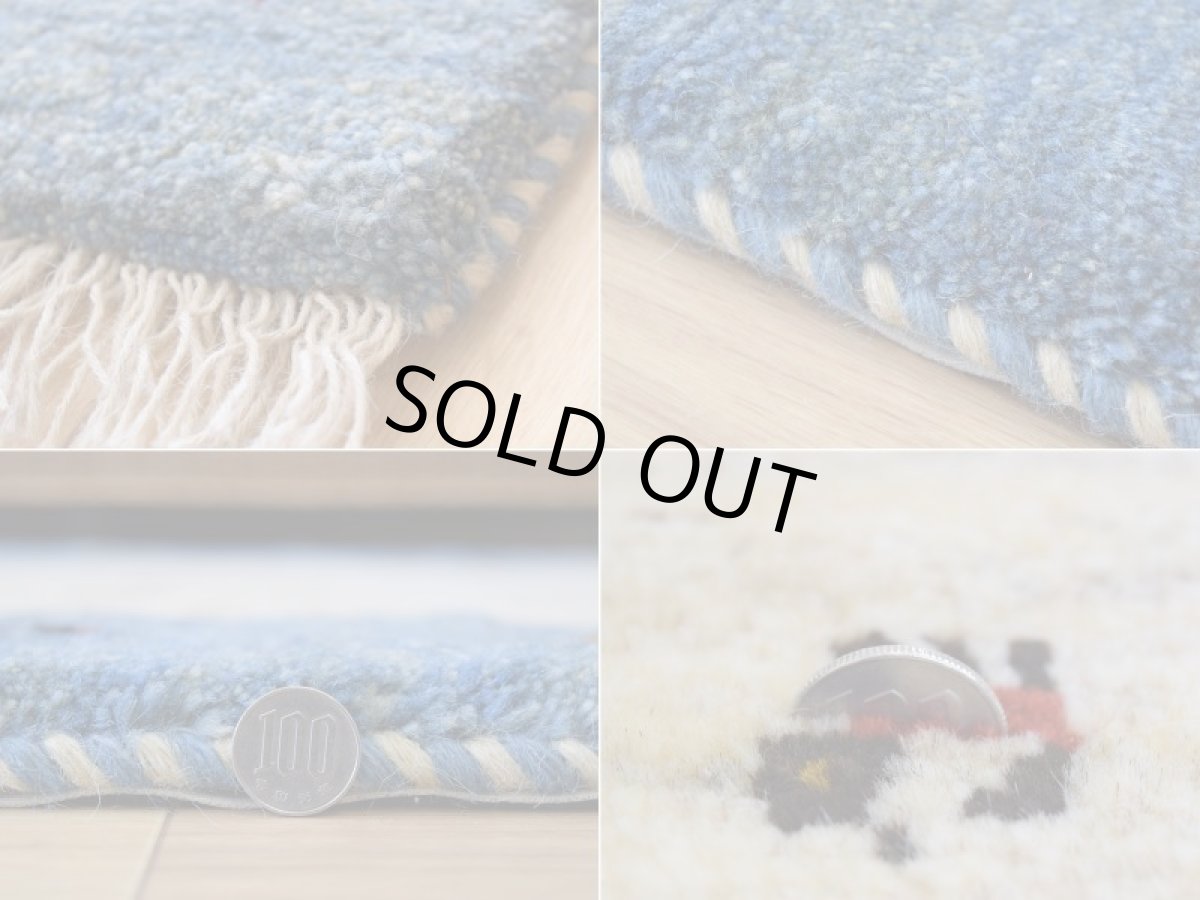 画像20: 新品 ペルシャ ギャッベ 縦1.8m 横1.3m 2.2㎡ 〜2帖 2人掛けソファ サイズ 175 × 123 cm No.1929 肉厚 天然 草木染 ウール ギャベ 手織り ハンドメイド ラグ 絨毯 カーペット ロリバフト リビングルームソファ足元やベッドサイドに 生成り クリーム インディゴブルー  n-1929-175123s532a003 (20)