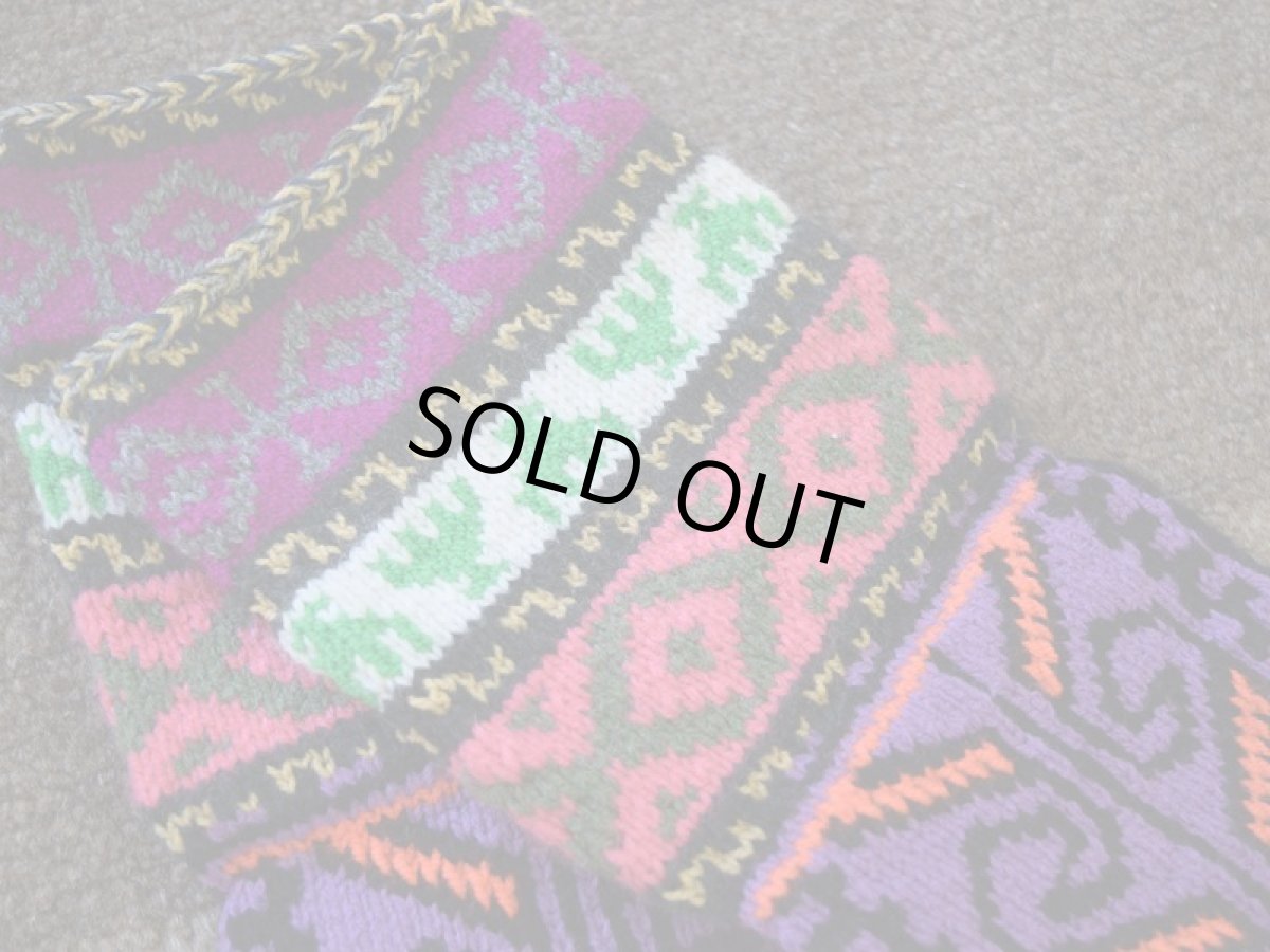 画像3: 新品 イラン製 アクリル混ウール ミドル 20-21 cm 手編み靴下 ニットルームソックス Long Knit Room Socks n-am2021-105h4a5 (3)