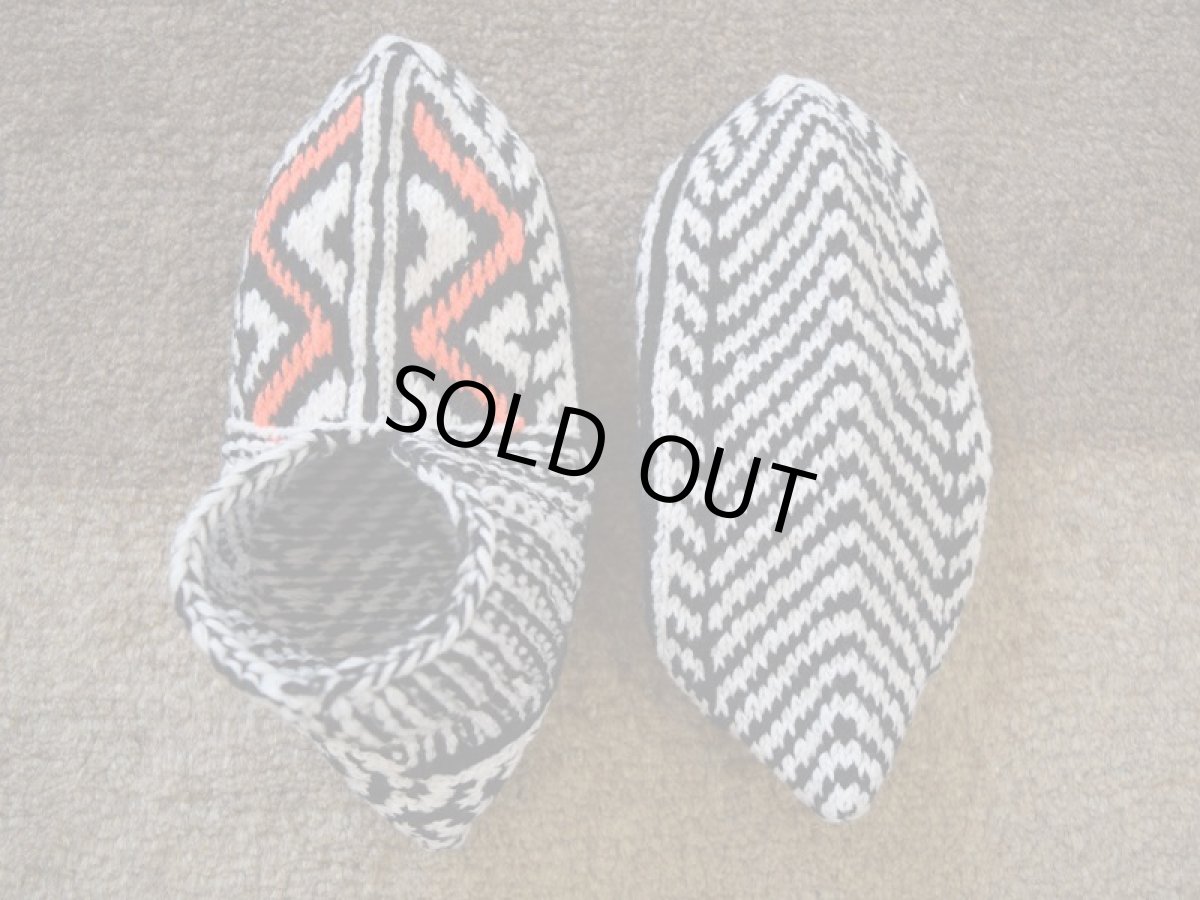 画像2: 新品 イラン製 アクリル混ウール ショート くるぶし丈 23-24 cm 手編み靴下 ニットルームソックス Long Knit Room Socks n-as2324-113h2a3 (2)