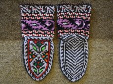 画像2: 新品 イラン製 アクリル混ウール ミドル 20-21 cm 手編み靴下 ニットルームソックス Long Knit Room Socks n-am2021-106h4a5 (2)