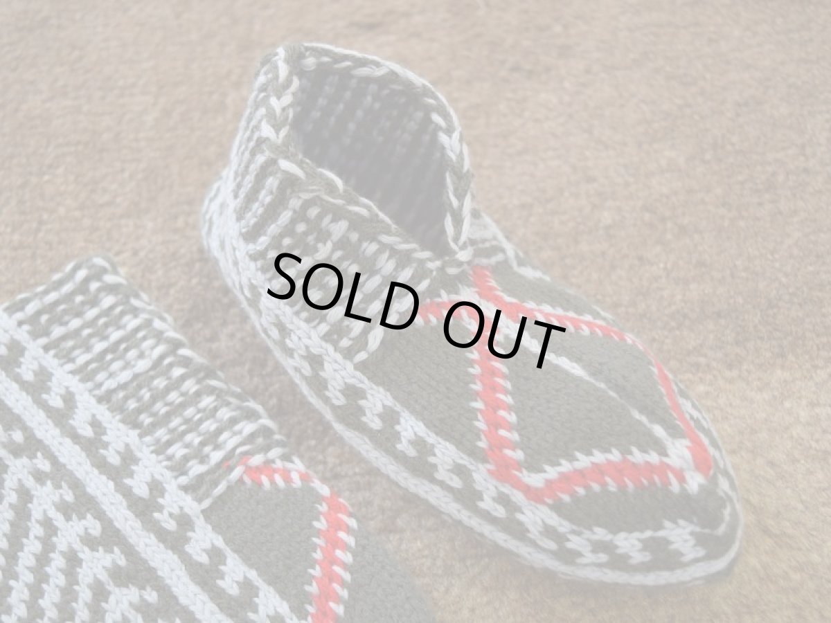 画像3: 新品 イラン製 アクリル混ウール ショート くるぶし丈 23-24 cm 手編み靴下 ニットルームソックス Long Knit Room Socks n-as2324-114h2a3 (3)