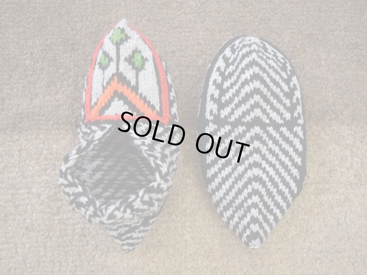 画像2: 新品 イラン製 アクリル混ウール ショート くるぶし丈 23-24 cm 手編み靴下 ニットルームソックス Long Knit Room Socks n-as2324-111h2a3 (2)