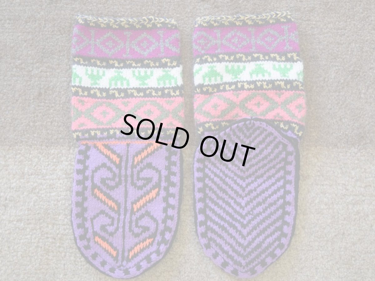 画像2: 新品 イラン製 アクリル混ウール ミドル 20-21 cm 手編み靴下 ニットルームソックス Long Knit Room Socks n-am2021-105h4a5 (2)