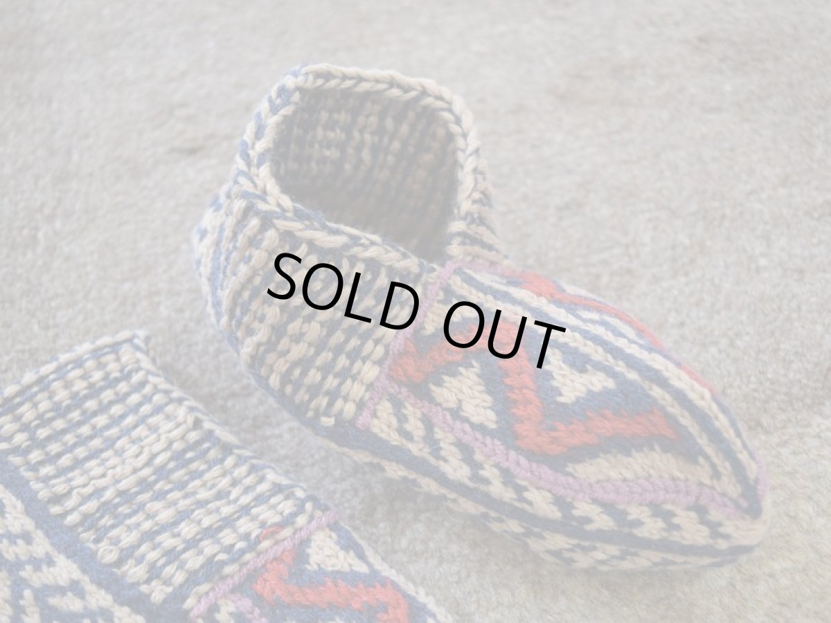 画像3: 新品 イラン製 アクリル混ウール ショート くるぶし丈 23-24 cm 手編み靴下 ニットルームソックス Long Knit Room Socks n-as2324-110h2a3 (3)