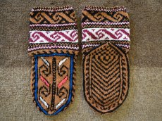 画像2: 新品 イラン製 アクリル混ウール ミドル 20-21 cm 手編み靴下 ニットルームソックス Long Knit Room Socks n-am2021-107h4a5 (2)