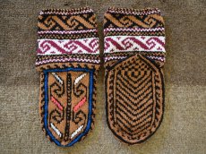 画像2: 新品 イラン製 アクリル混ウール ミドル 20-21 cm 手編み靴下 ニットルームソックス Long Knit Room Socks n-am2021-107h4a5 (2)