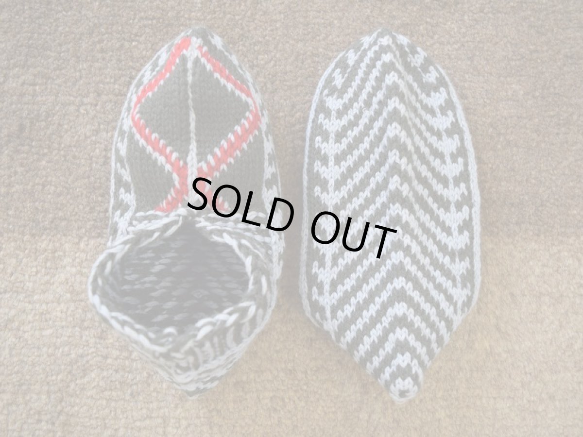 画像2: 新品 イラン製 アクリル混ウール ショート くるぶし丈 23-24 cm 手編み靴下 ニットルームソックス Long Knit Room Socks n-as2324-114h2a3 (2)