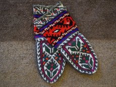 画像1: 新品 イラン製 アクリル混ウール ミドル 20-21 cm 手編み靴下 ニットルームソックス Long Knit Room Socks n-am2021-104h4a5 (1)