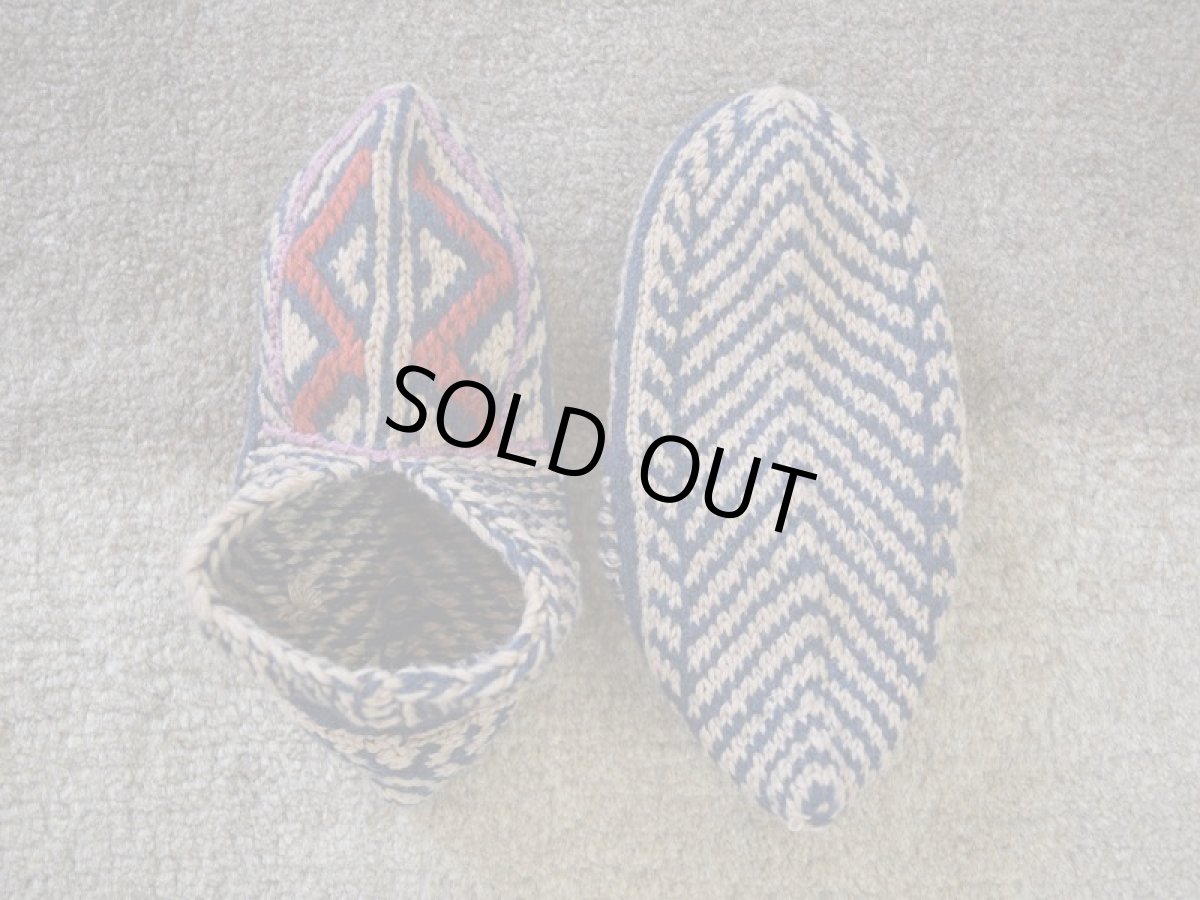 画像2: 新品 イラン製 アクリル混ウール ショート くるぶし丈 23-24 cm 手編み靴下 ニットルームソックス Long Knit Room Socks n-as2324-110h2a3 (2)