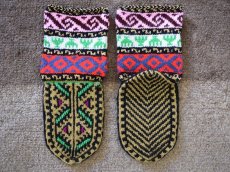 画像2: 新品 イラン製 アクリル混ウール ミドル 20-21 cm 手編み靴下 ニットルームソックス Long Knit Room Socks n-am2021-103h4a5 (2)