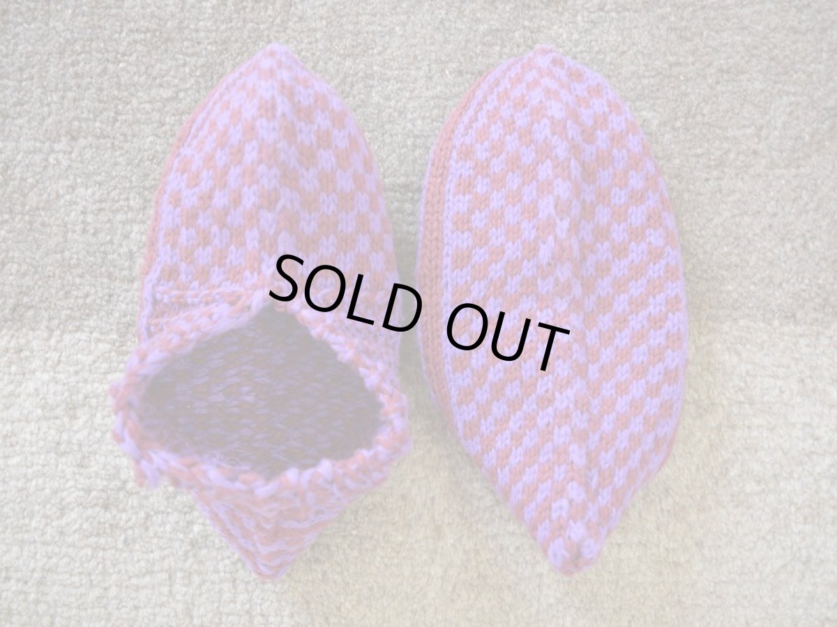 画像2: 新品 イラン製 アクリル混ウール ショート くるぶし丈 23-24 cm 手編み靴下 ニットルームソックス Long Knit Room Socks n-as2324-112h2a3 (2)