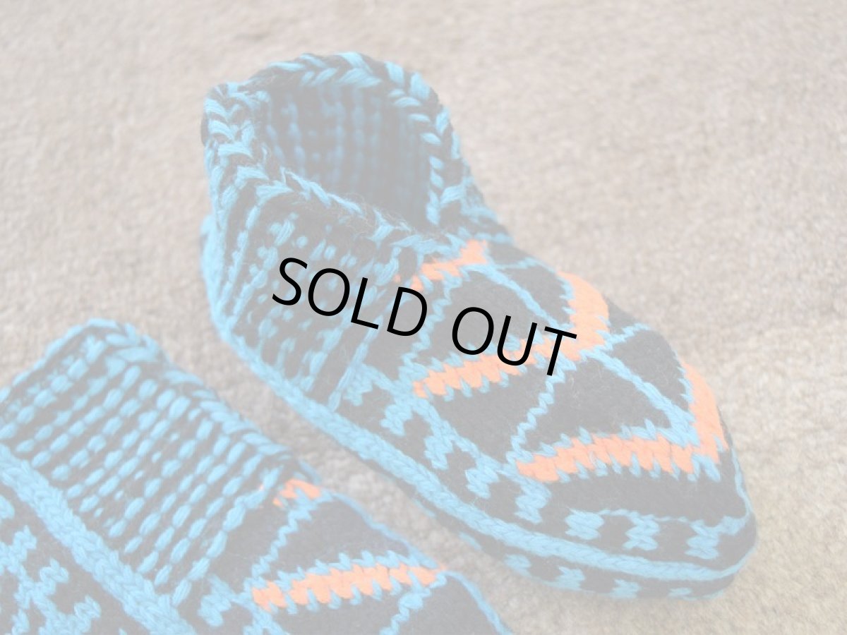 画像3: 新品 イラン製 アクリル混ウール ショート くるぶし丈 23-24 cm 手編み靴下 ニットルームソックス Long Knit Room Socks n-as2324-109h2a3 (3)