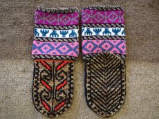 画像2: 新品 イラン製 アクリル混ウール ミドル 20-21 cm 手編み靴下 ニットルームソックス Long Knit Room Socks  n-am2021-108h4a5 (2)