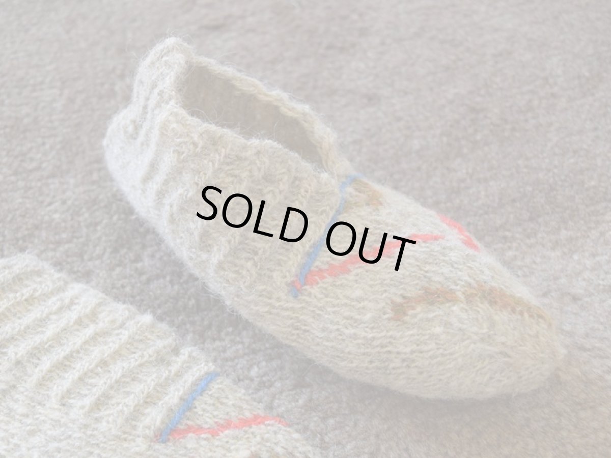画像3: 新品 イラン製 ウール ショート くるぶし丈 21-22 cm 手編み靴下 ニットルームソックス Long Knit Room Socks n-ws2122-115h2a3 (3)