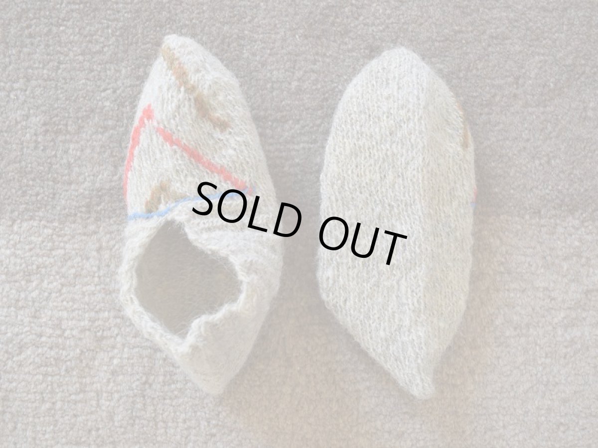 画像2: 新品 イラン製 ウール ショート くるぶし丈 21-22 cm 手編み靴下 ニットルームソックス Long Knit Room Socks n-ws2122-115h2a3 (2)