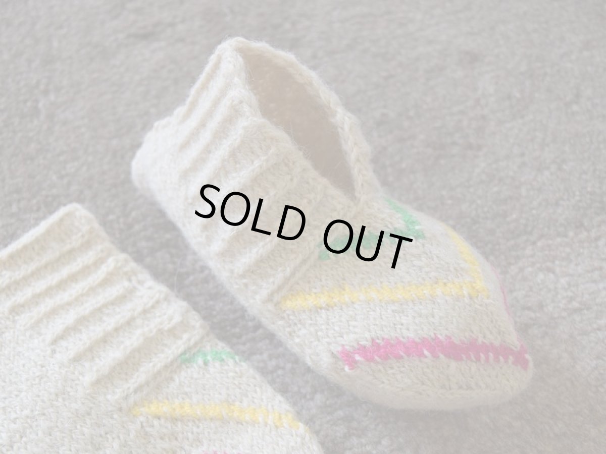 画像3: 新品 イラン製 ウール ショート くるぶし丈 21-22 cm 手編み靴下 ニットルームソックス Long Knit Room Socks n-ws2122-117h2a3 (3)