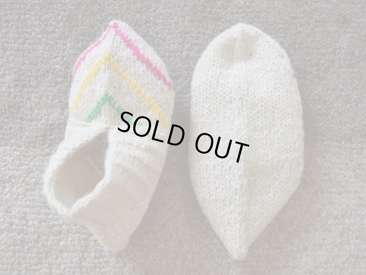 画像2: 新品 イラン製 ウール ショート くるぶし丈 21-22 cm 手編み靴下 ニットルームソックス Long Knit Room Socks n-ws2122-117h2a3 (2)