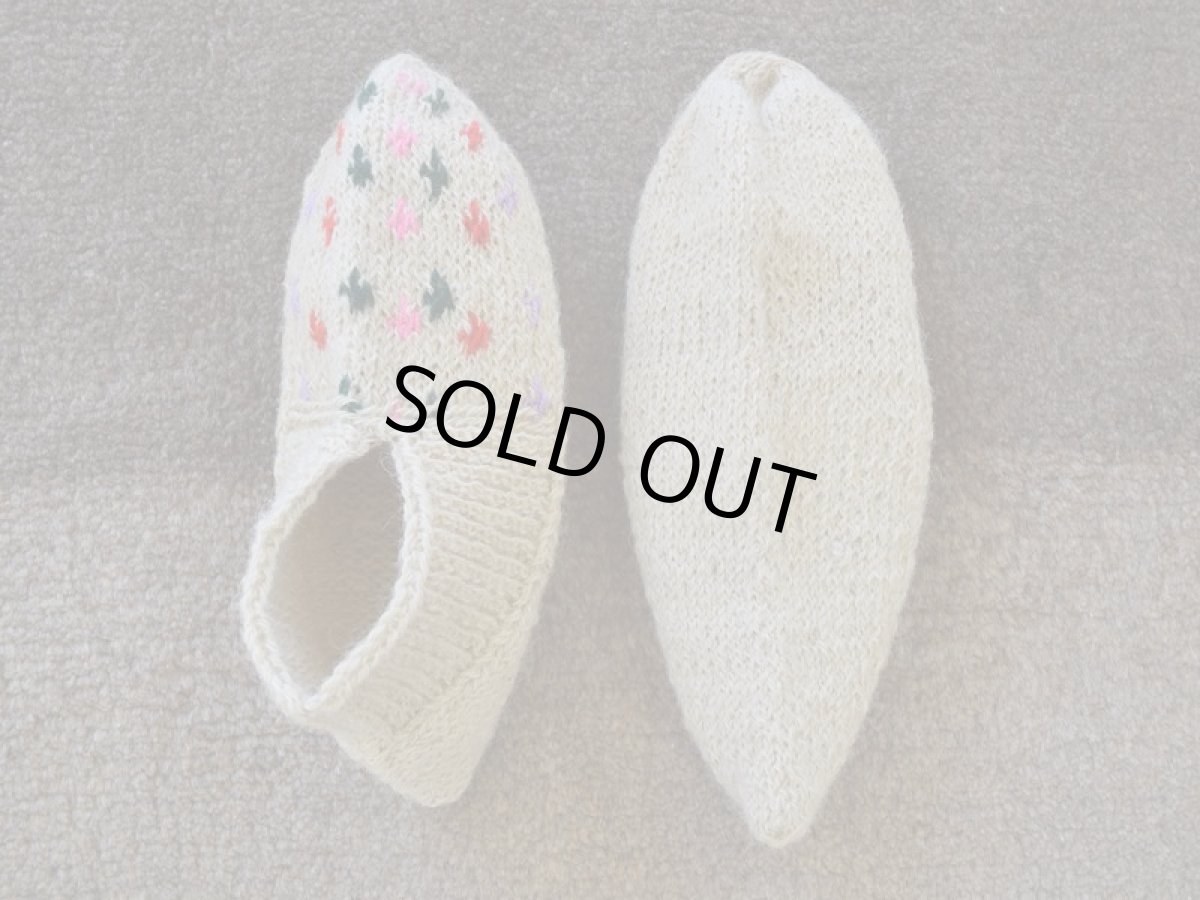 画像2: 新品 イラン製 ウール ショート くるぶし丈 26-27 cm 手編み靴下 ニットルームソックス Long Knit Room Socks n-ws2627-129h2a3 (2)