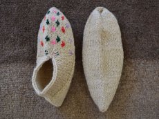 画像2: 新品 イラン製 ウール ショート くるぶし丈 26-27 cm 手編み靴下 ニットルームソックス Long Knit Room Socks n-ws2627-129h2a3 (2)
