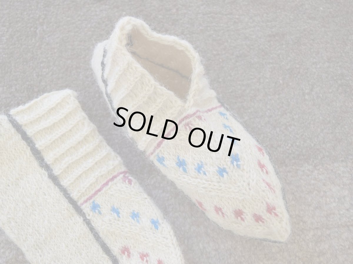 画像3: 新品 イラン製 ウール ショート くるぶし丈 26-27 cm 手編み靴下 ニットルームソックス Long Knit Room Socks n-ws2627-127h2a3 (3)