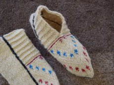 画像3: 新品 イラン製 ウール ショート くるぶし丈 26-27 cm 手編み靴下 ニットルームソックス Long Knit Room Socks n-ws2627-127h2a3 (3)