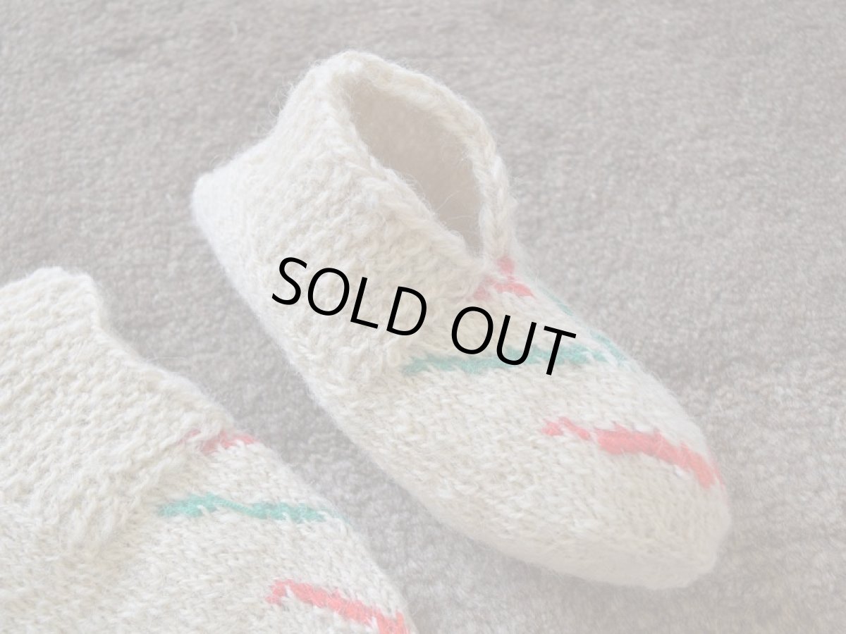 画像3: 新品 イラン製 ウール ショート くるぶし丈 22-23 cm 手編み靴下 ニットルームソックス Long Knit Room Socks n-ws2223-119h2a3 (3)