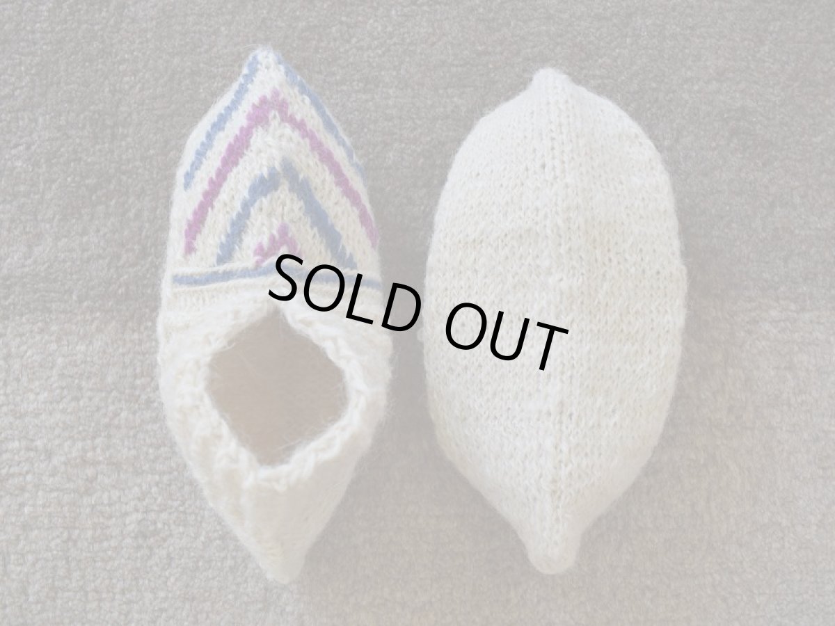 画像2: 新品 イラン製 ウール ショート くるぶし丈 23-24 cm 手編み靴下 ニットルームソックス Long Knit Room Socks n-ws2324-122h2a3 (2)