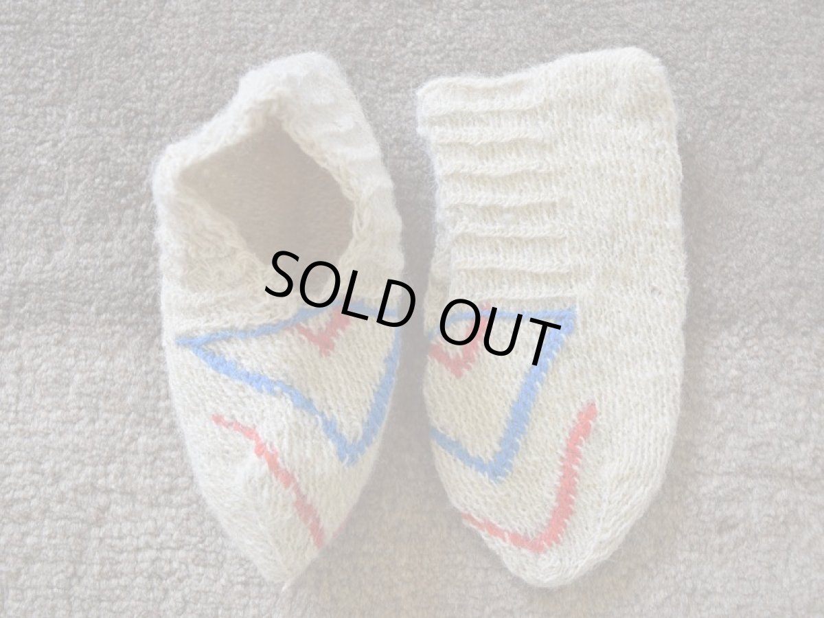 画像1: 新品 イラン製 ウール ショート くるぶし丈 22-23 cm 手編み靴下 ニットルームソックス Long Knit Room Socks n-ws2223-118h2a3 (1)