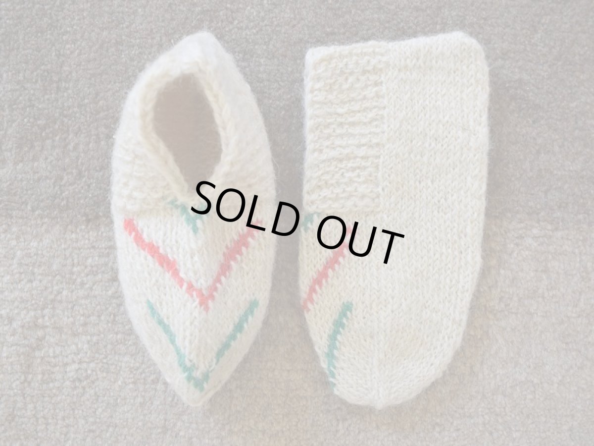 画像1: 新品 イラン製 ウール ショート くるぶし丈 23-24 cm 手編み靴下 ニットルームソックス Long Knit Room Socks n-ws2324-123h2a3 (1)