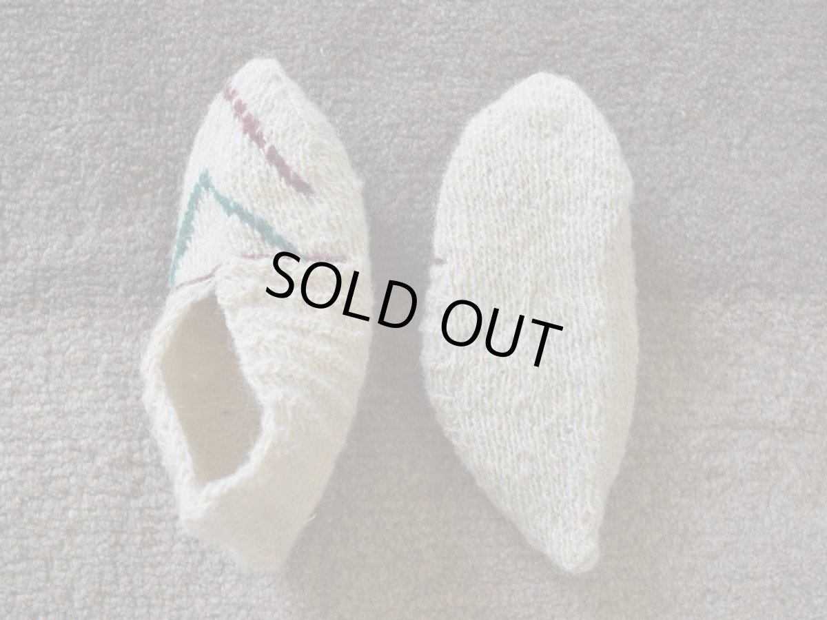 画像2: 新品 イラン製 ウール ショート くるぶし丈 22-23 cm 手編み靴下 ニットルームソックス Long Knit Room Socks n-ws2223-120h2a3 (2)