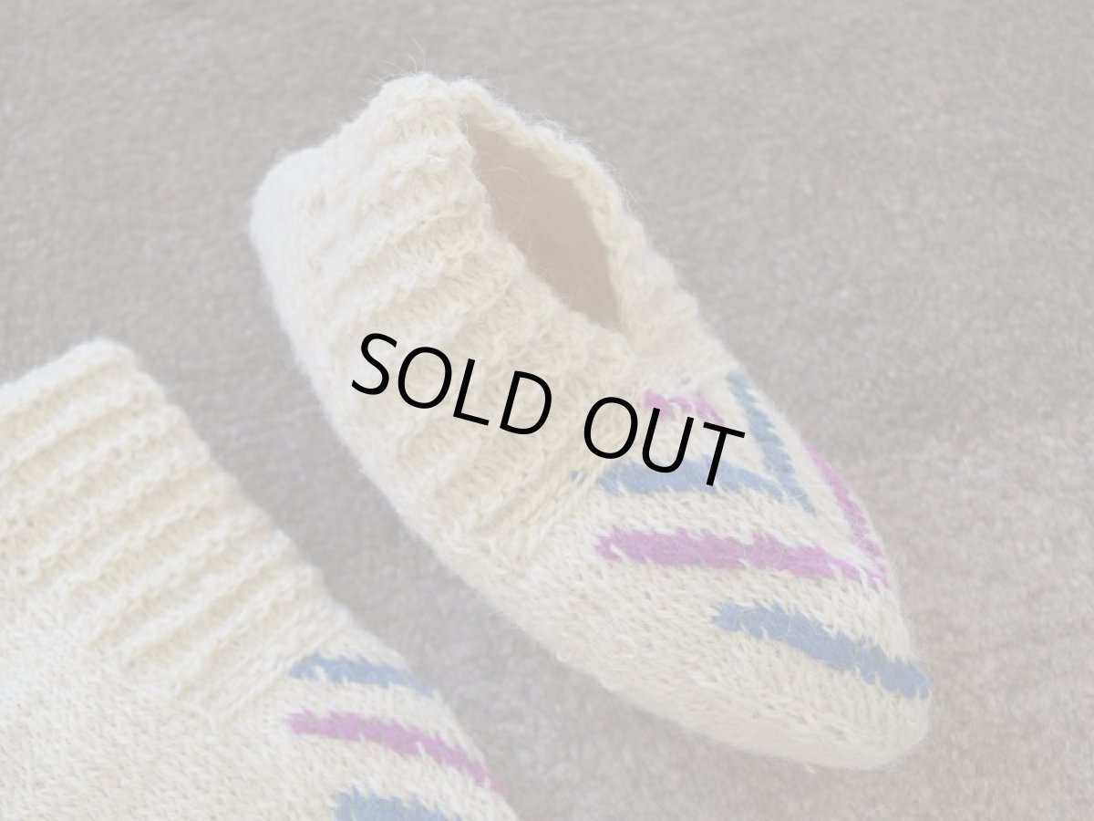 画像3: 新品 イラン製 ウール ショート くるぶし丈 23-24 cm 手編み靴下 ニットルームソックス Long Knit Room Socks n-ws2324-126h2a3 (3)
