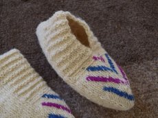 画像3: 新品 イラン製 ウール ショート くるぶし丈 23-24 cm 手編み靴下 ニットルームソックス Long Knit Room Socks n-ws2324-126h2a3 (3)