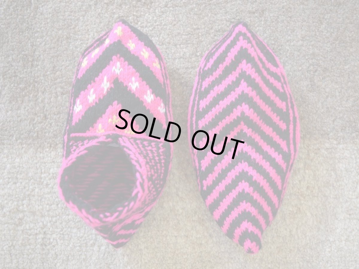 画像2: 新品 イラン製 アクリル混ウール ショート くるぶし丈 22-23 cm 手編み靴下 ニットルームソックス Long Knit Room Socks n-as2223-130h2a3 (2)