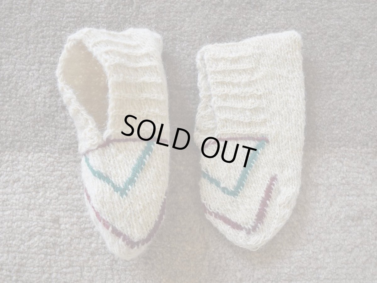 画像1: 新品 イラン製 ウール ショート くるぶし丈 22-23 cm 手編み靴下 ニットルームソックス Long Knit Room Socks n-ws2223-120h2a3 (1)