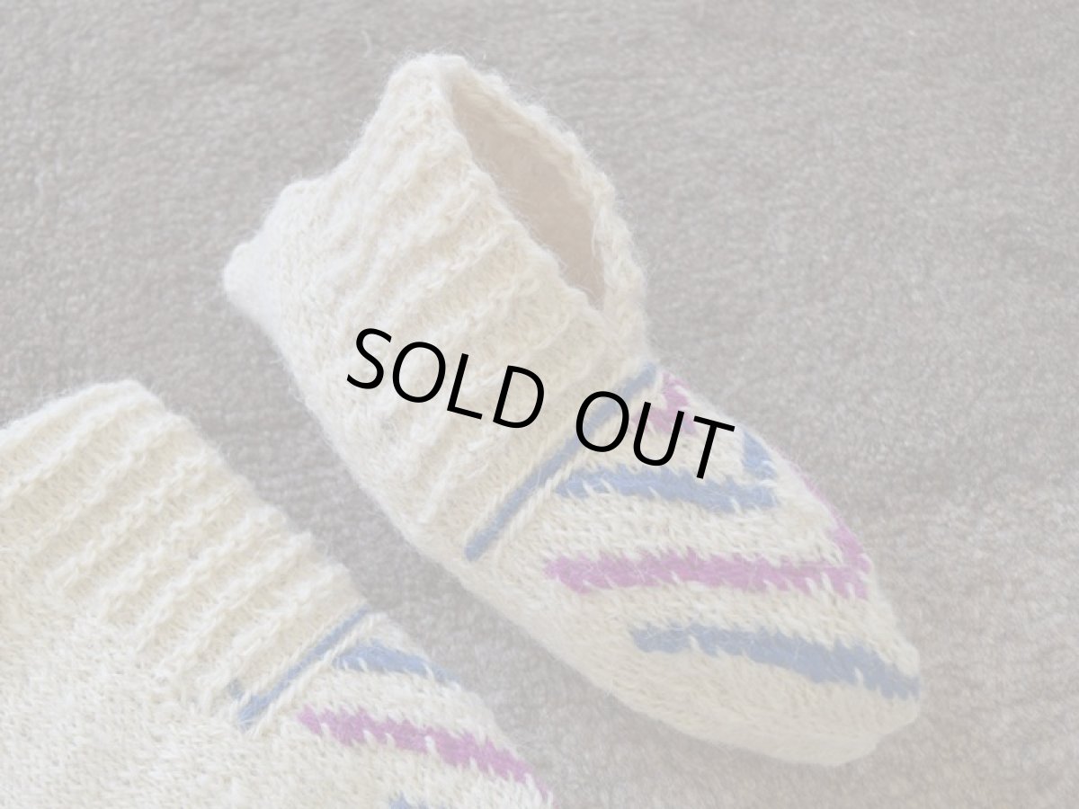 画像3: 新品 イラン製 ウール ショート くるぶし丈 23-24 cm 手編み靴下 ニットルームソックス Long Knit Room Socks n-ws2324-122h2a3 (3)