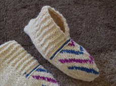画像3: 新品 イラン製 ウール ショート くるぶし丈 23-24 cm 手編み靴下 ニットルームソックス Long Knit Room Socks n-ws2324-122h2a3 (3)