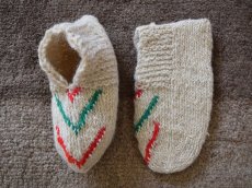 画像1: 新品 イラン製 ウール ショート くるぶし丈 22-23 cm 手編み靴下 ニットルームソックス Long Knit Room Socks n-ws2223-119h2a3 (1)