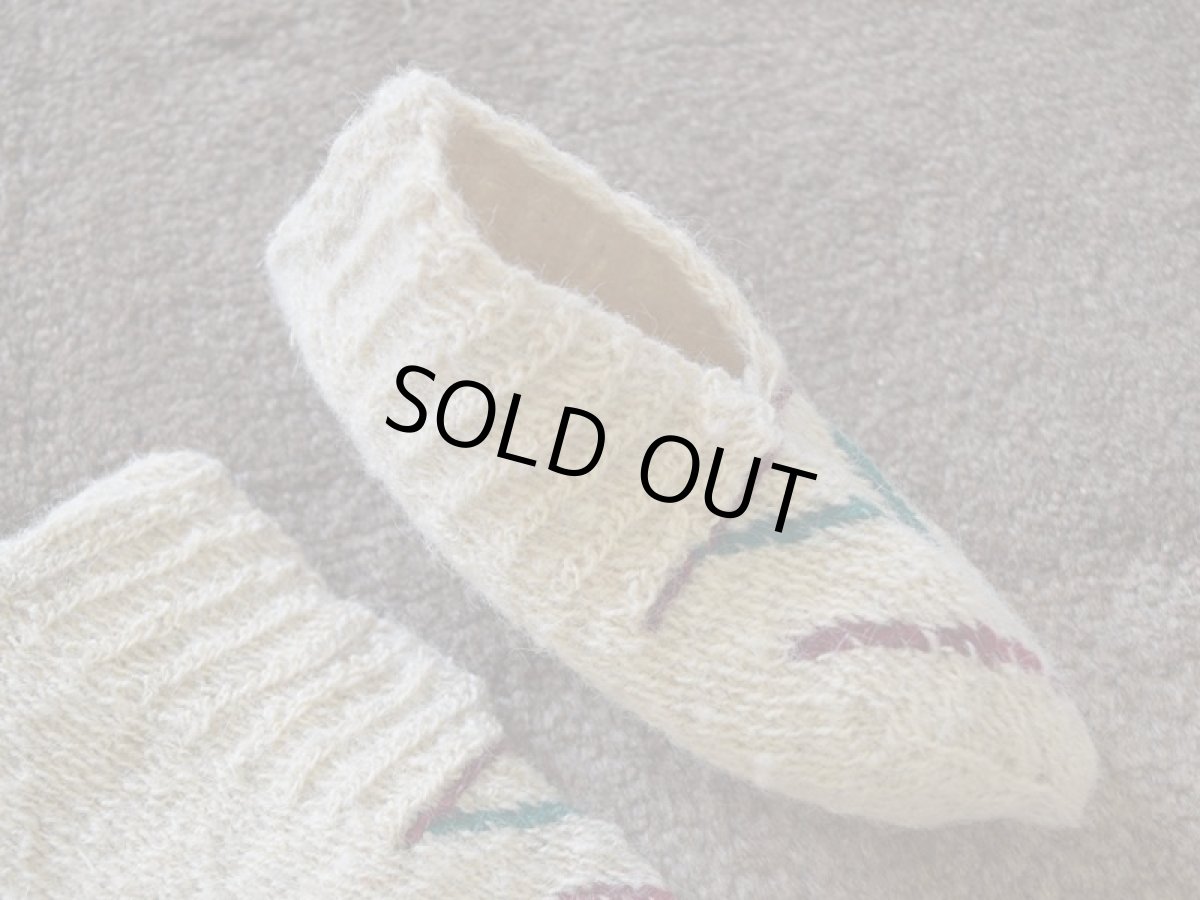 画像3: 新品 イラン製 ウール ショート くるぶし丈 22-23 cm 手編み靴下 ニットルームソックス Long Knit Room Socks n-ws2223-120h2a3 (3)