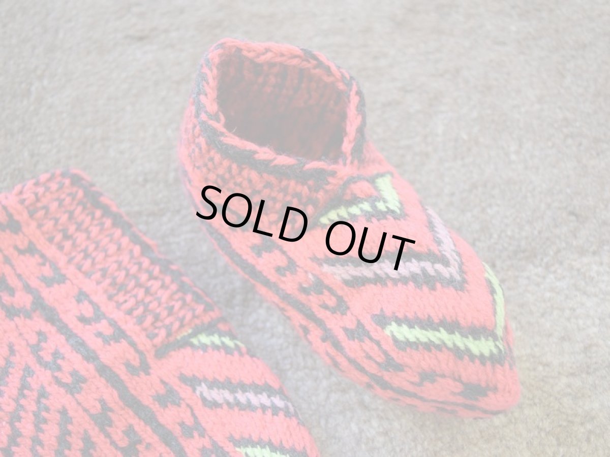 画像3: 新品 イラン製 アクリル混ウール ショート くるぶし丈 22-23 cm 手編み靴下 ニットルームソックス Long Knit Room Socks n-as2223-135h2a3 (3)