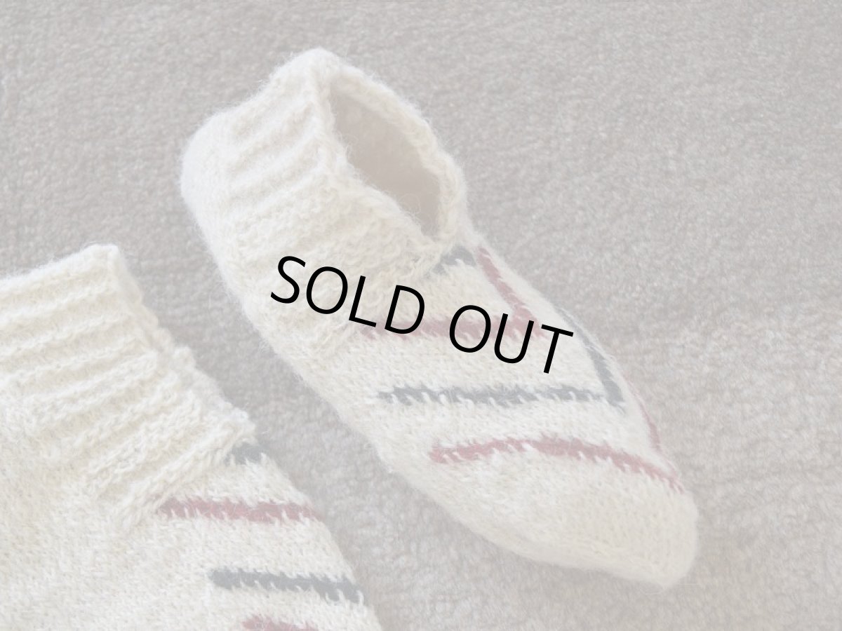 画像3: 新品 イラン製 ウール ショート くるぶし丈 23-24 cm 手編み靴下 ニットルームソックス Long Knit Room Socks n-ws2324-121h2a3 (3)