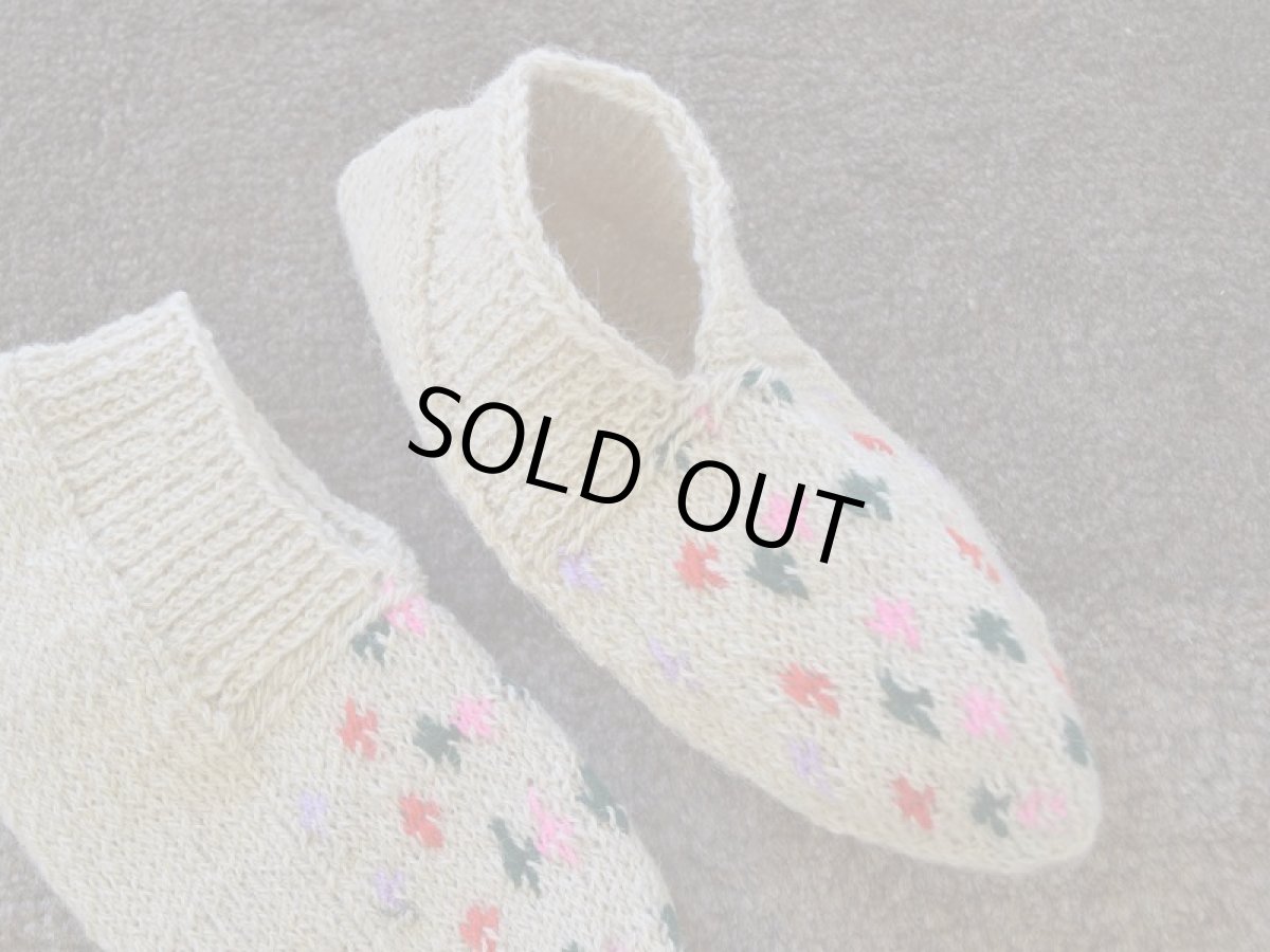 画像3: 新品 イラン製 ウール ショート くるぶし丈 26-27 cm 手編み靴下 ニットルームソックス Long Knit Room Socks n-ws2627-129h2a3 (3)