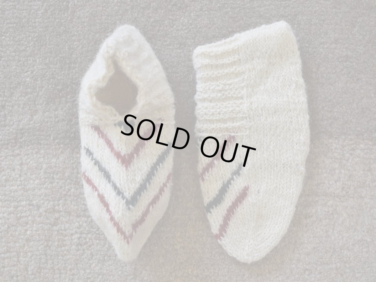 画像1: 新品 イラン製 ウール ショート くるぶし丈 23-24 cm 手編み靴下 ニットルームソックス Long Knit Room Socks n-ws2324-121h2a3 (1)
