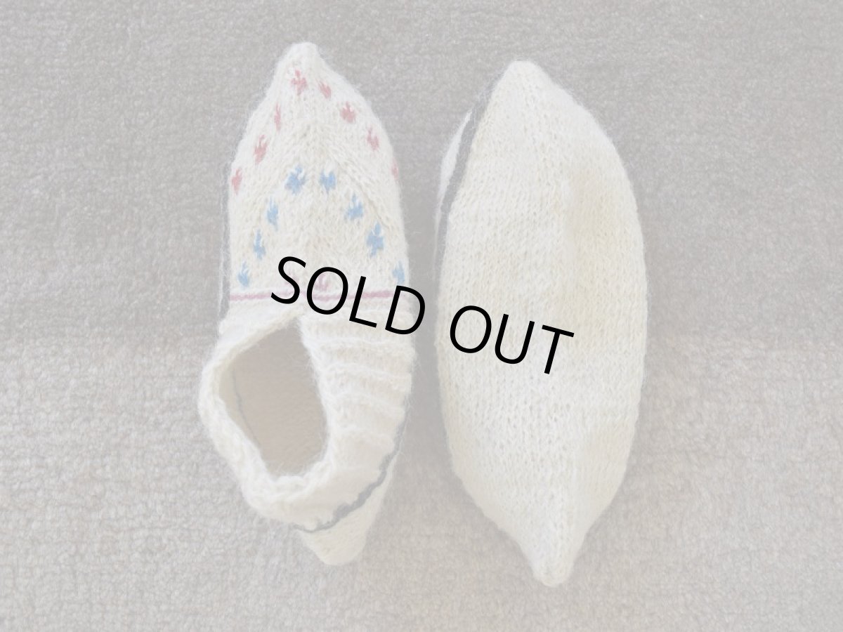 画像2: 新品 イラン製 ウール ショート くるぶし丈 26-27 cm 手編み靴下 ニットルームソックス Long Knit Room Socks n-ws2627-127h2a3 (2)