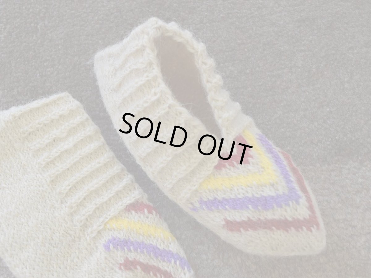 画像3: 新品 イラン製 ウール ショート くるぶし丈 23-24 cm 手編み靴下 ニットルームソックス Long Knit Room Socks n-ws2324-125h2a3 (3)