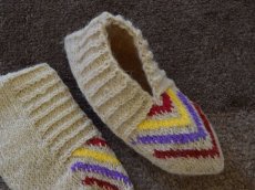 画像3: 新品 イラン製 ウール ショート くるぶし丈 23-24 cm 手編み靴下 ニットルームソックス Long Knit Room Socks n-ws2324-125h2a3 (3)