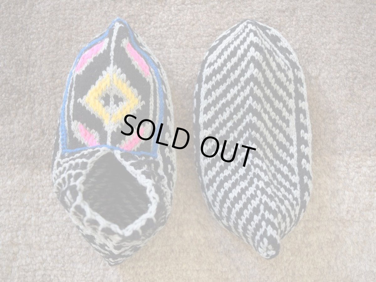 画像2: 新品 イラン製 アクリル混ウール ショート くるぶし丈 22-23 cm 手編み靴下 ニットルームソックス Long Knit Room Socks n-as2223-131h2a3 (2)