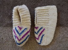 画像1: 新品 イラン製 ウール ショート くるぶし丈 23-24 cm 手編み靴下 ニットルームソックス Long Knit Room Socks n-ws2324-126h2a3 (1)