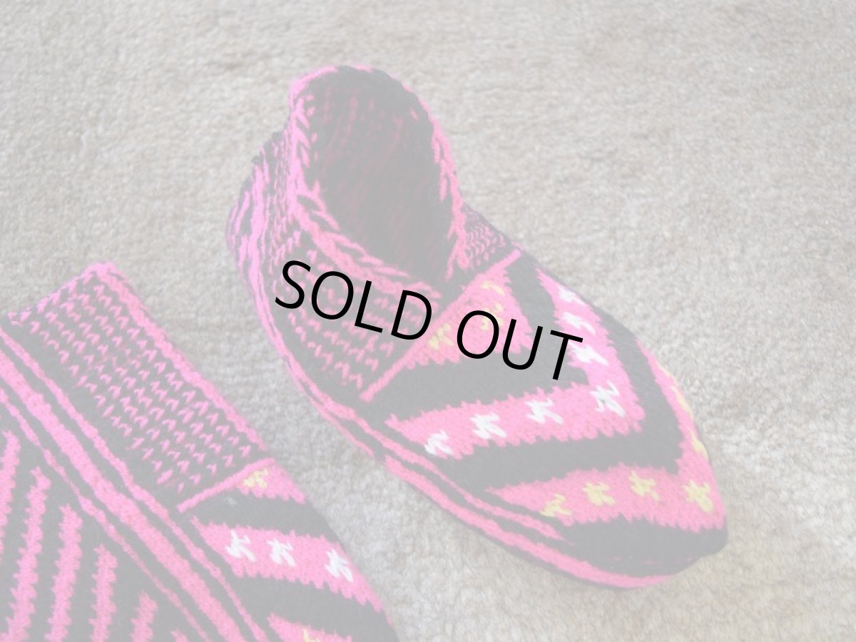 画像3: 新品 イラン製 アクリル混ウール ショート くるぶし丈 22-23 cm 手編み靴下 ニットルームソックス Long Knit Room Socks n-as2223-130h2a3 (3)