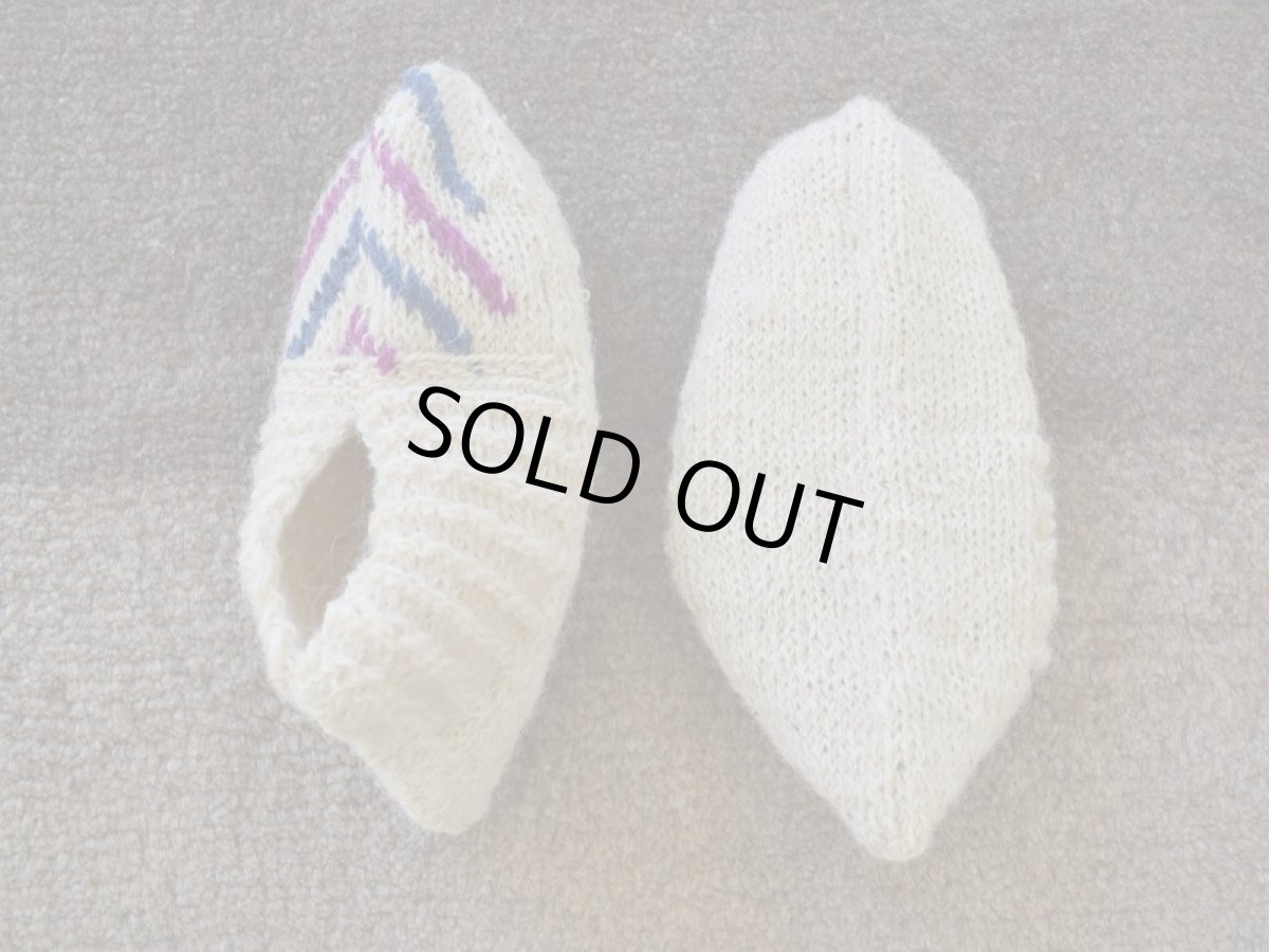 画像2: 新品 イラン製 ウール ショート くるぶし丈 23-24 cm 手編み靴下 ニットルームソックス Long Knit Room Socks n-ws2324-126h2a3 (2)